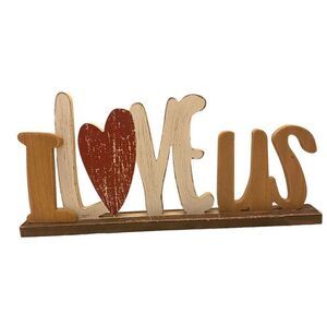 Hobby Lobby Rustic I Love Us Freestanding Distressed Wooden Sign‎